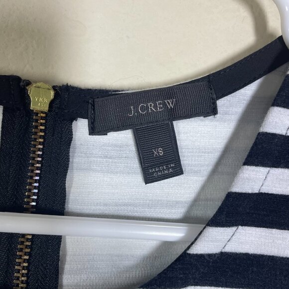 J Crew Womens Black White Striped SS Sheath Dress Zip Back XS - Picture 2 of 6